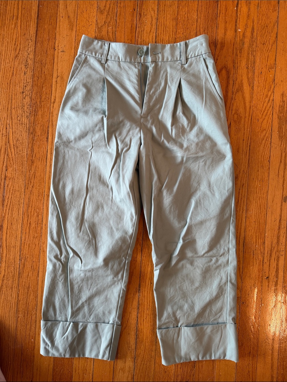 Lauren Ralph Lauren Light Green Pleated Cuffed Chinos